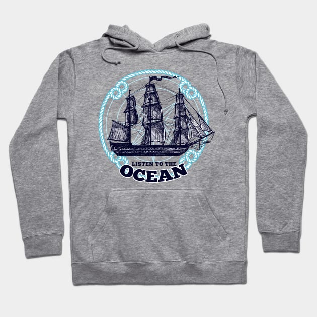 'Listen To The Ocean' Ocean Conservation Shirt Hoodie by ourwackyhome